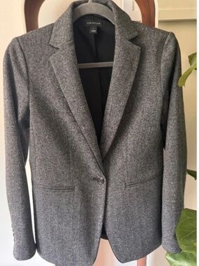 Ann Taylor Herringbone Blazer | Grey | Size 0 | NWOT